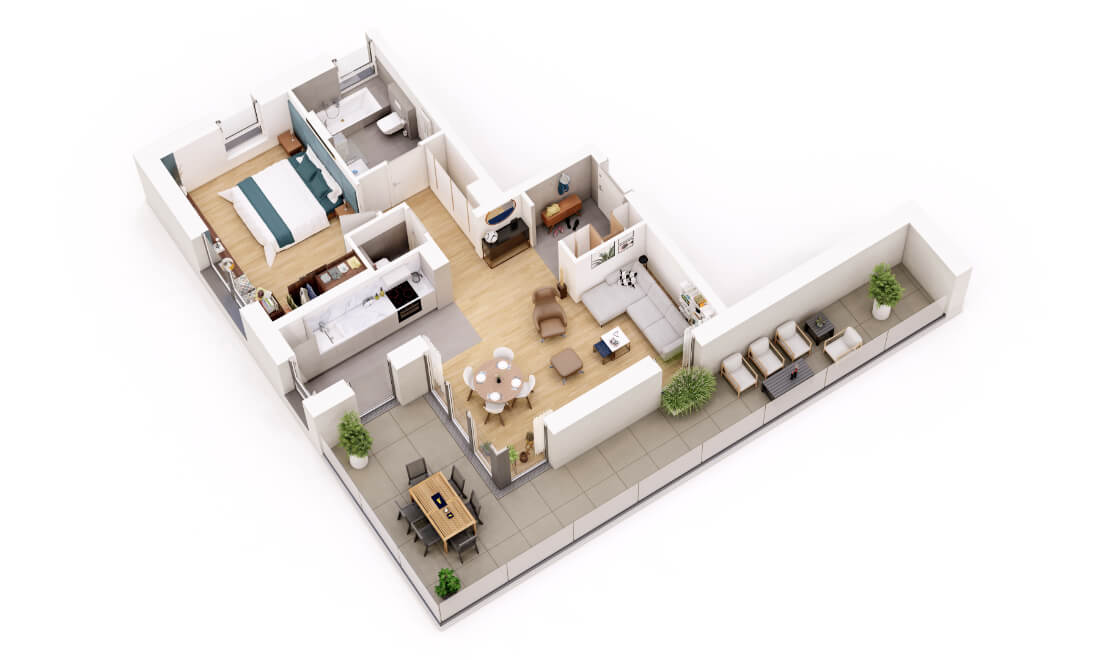 Wohnung 1.6 Starkenburg Terrassen - 3D-Grundriss