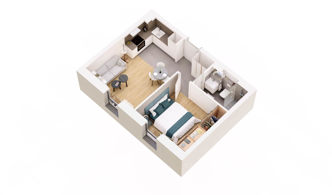Wohnung 1.7 Starkenburg Terrassen - 3D-Grundriss